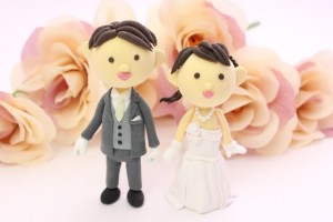 結婚式　新郎新婦とバラの花　クレイアート