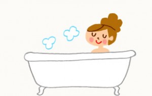入浴する女性　イラスト