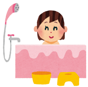 入浴中の女性　イラスト