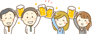 会社員の飲み会で乾杯　イラスト