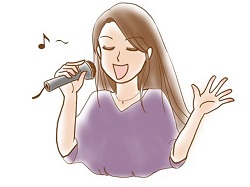 気持ちよく歌を歌っている女性　イラスト