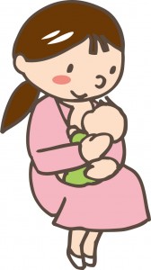 赤ちゃんに授乳するママ　イラスト