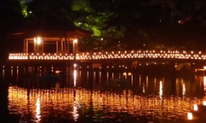 奈良燈花会　ライトアップされた幻想的な浮見堂