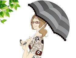 日傘をさした女性　イラスト