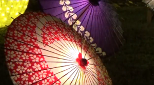 京都イルミエール　和傘のオブジェ