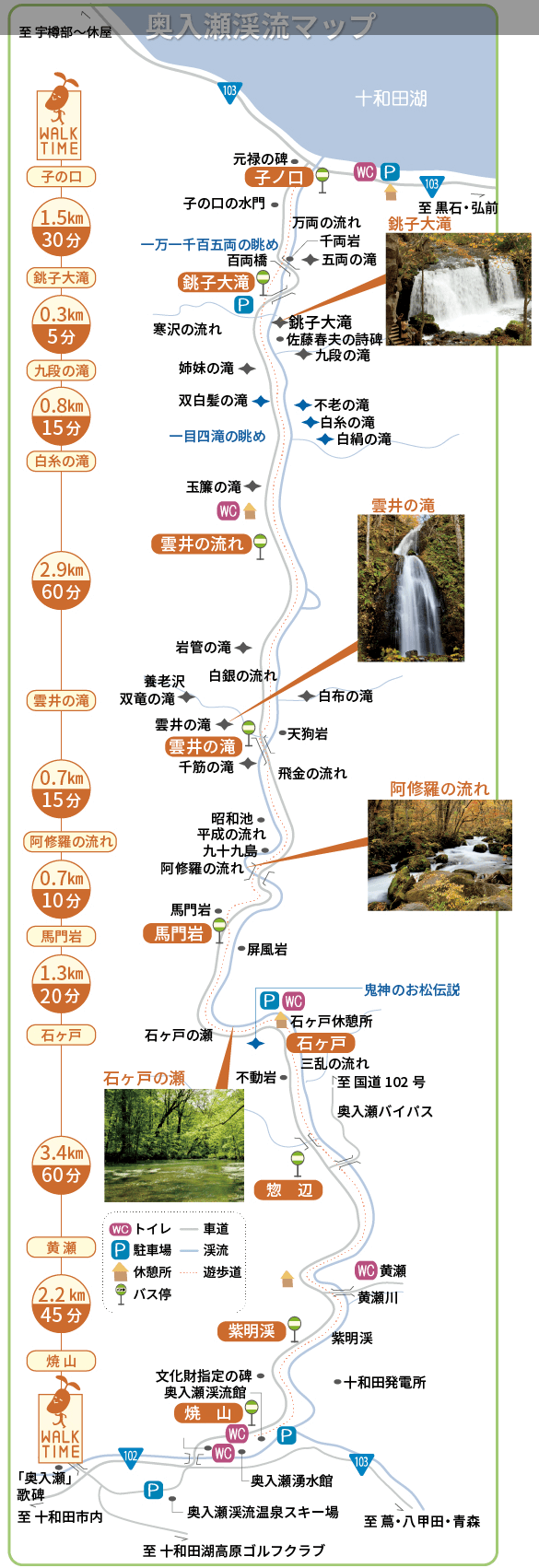 奥入瀬渓流散策マップ