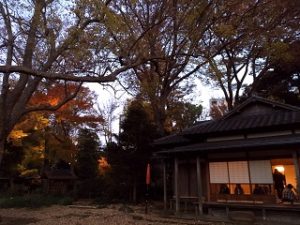 六義園の紅葉と茶屋