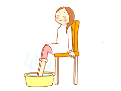 足湯をする女性　イラスト