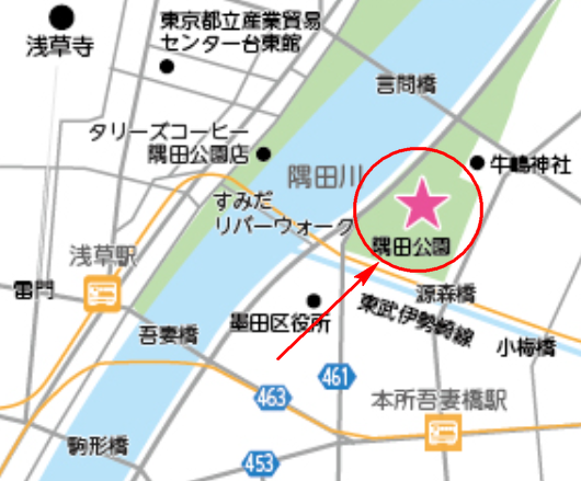 隅田公園　春のそよかぜつながるフェスの場所マップ