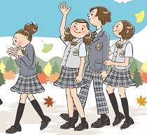 修学旅行の男女　イラスト