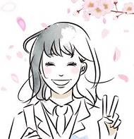 笑顔の女子高校生と桜　イラスト
