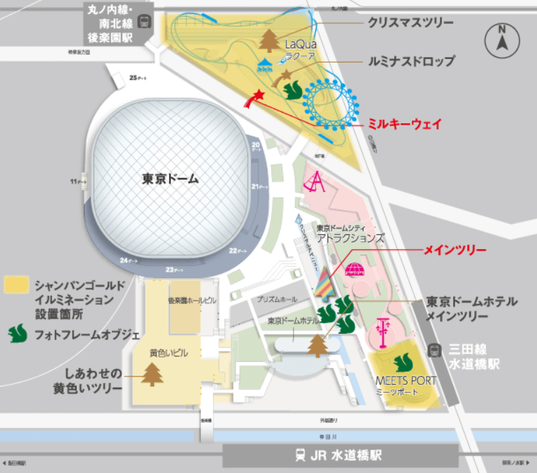 東京ドーム　イルミネーションマップ